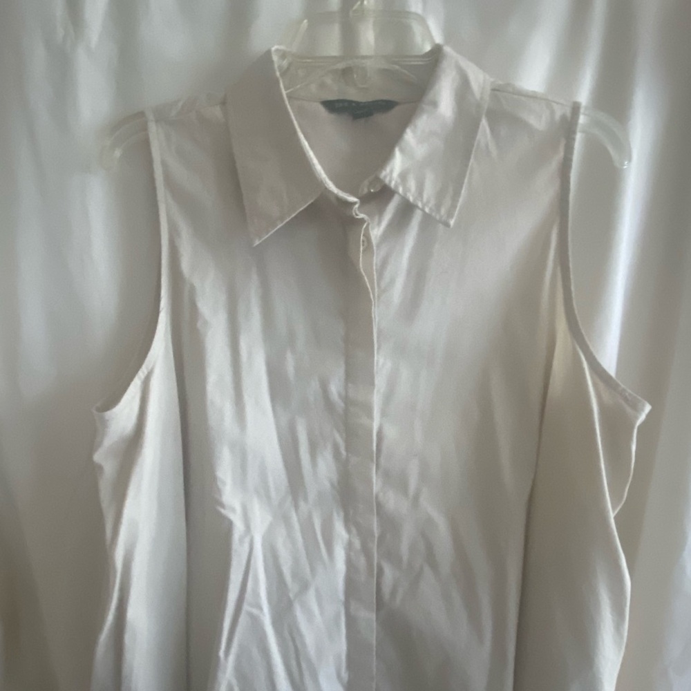 Zac & Rachel White Sleeveless Button Down Shirt SIZE L